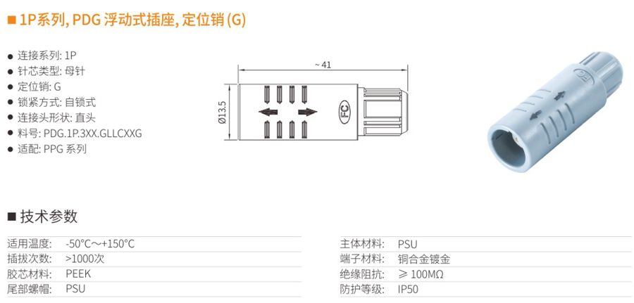 1P系列和PDG浮動式插座和定位銷（G）